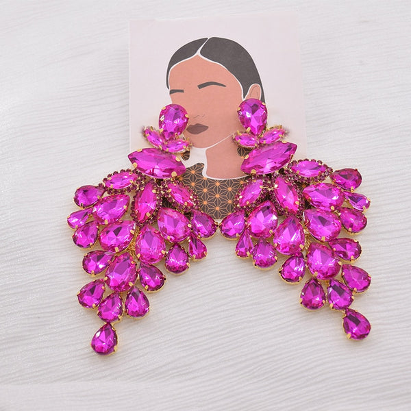 4.6 Stunning and ultra glamorous Rhinestones women huge earrings