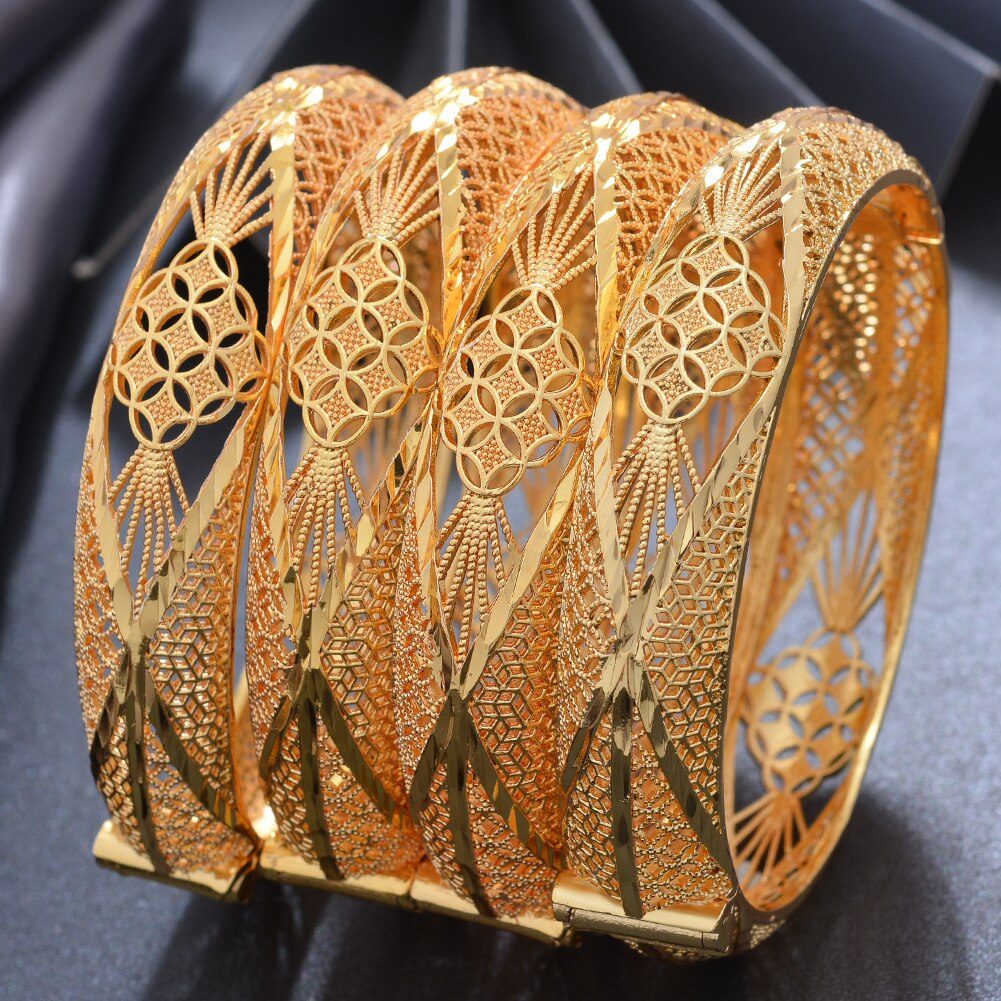4Pcs/set Banlges For women 24K Gold Color Bracelets&amp;Bangles