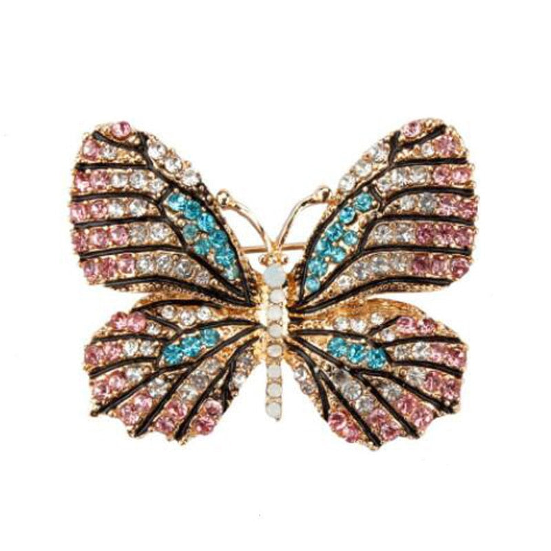 Zinc Alloy Butterfly Brooch Woman Clothing Rhinestone Brooch For Women