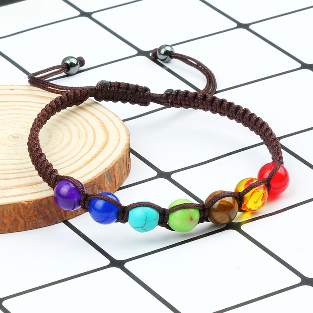 Yoga 7 Chakra Natural Stone Beads Bracelets Women Men Paryer Balance