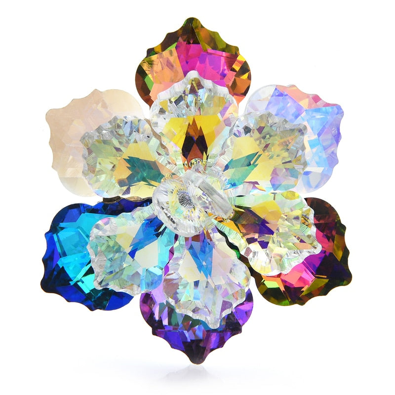 hining Glass Flower Brooches For Women