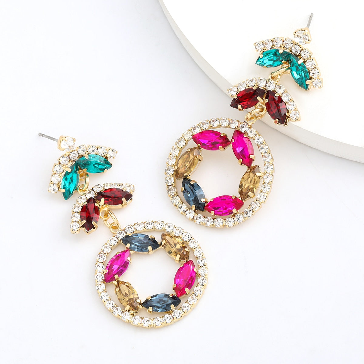 fashion summer new alloy color rhinestone temperament wild earrings