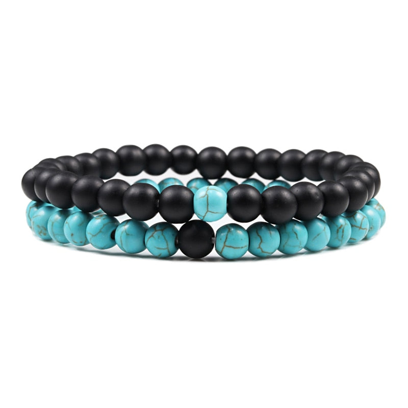 Couples Distance Beads Bracelet Classic Black Matte Green Malachite Bracelets