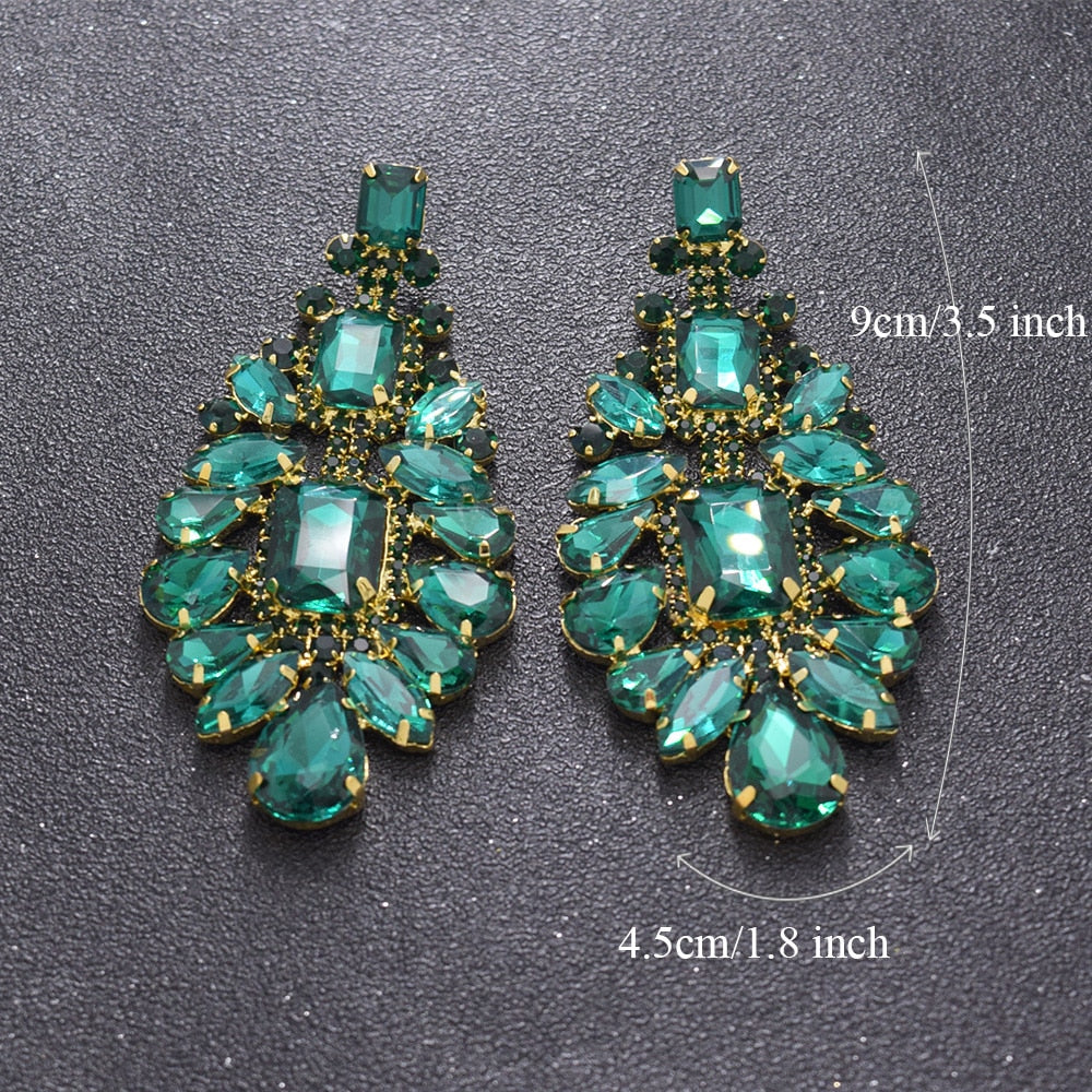 luxury All glass rhinestones big drop earring for wedding jewelry