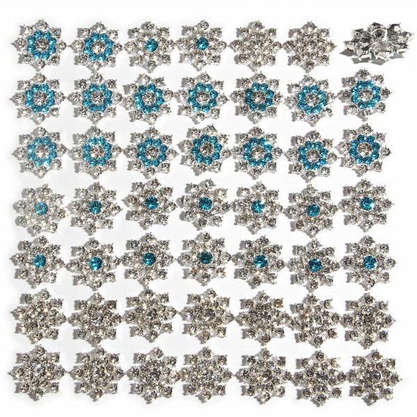 10PCS 2.3cm 0.88&quot; Crystal Rhinestone Snowflake Buttons Bulk for Sewing Craft Embellishments Shank Back Flower Hair Accessories