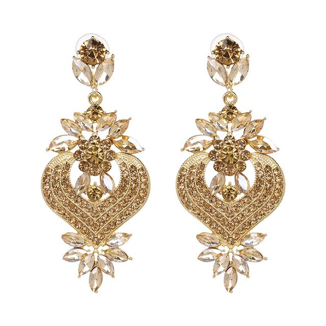 Fashion Jewelry Champagne Color Brincos Rhinestone Crystal Drop Earrings