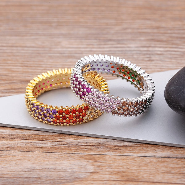 Hot Sale Luxury Copper Zircon Rainbow Crystal Rings