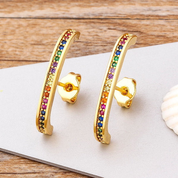 New Fashion Geometric Earrings For Women Colorful Color Copper Zircon Jewelry