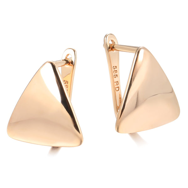 Minimalist 585 Rose Gold Earrings Gold Color Square Triangle Earrings for Women