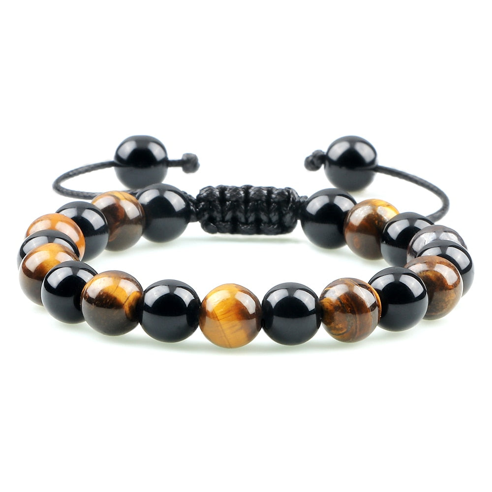 High Quality Blue Tiger Eye Stone Bracelet Adjustable Size Braided Onyx Beads Bracelets