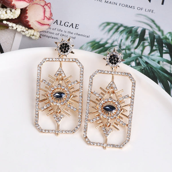 Vintage Rhinestone Crystal Eye Drop Earrings For Women