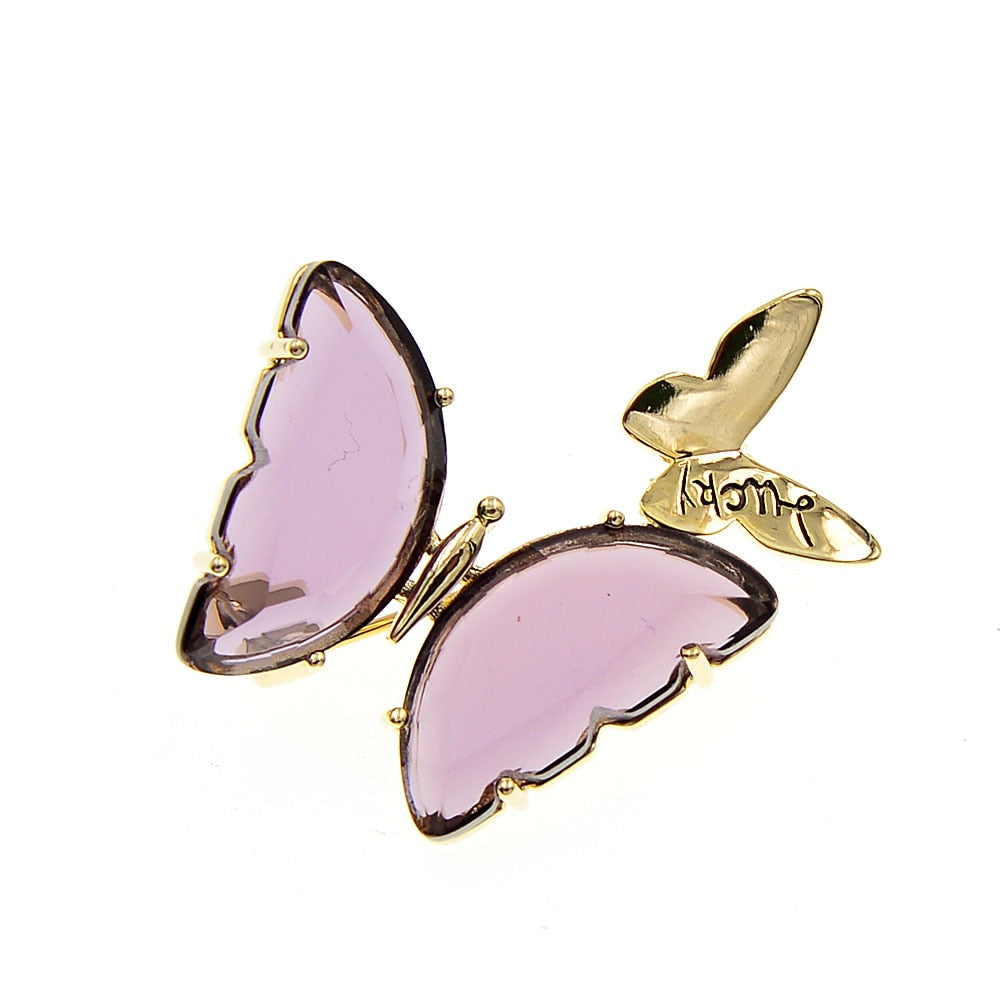 Clear Crystal Butterfly Brooches For Women