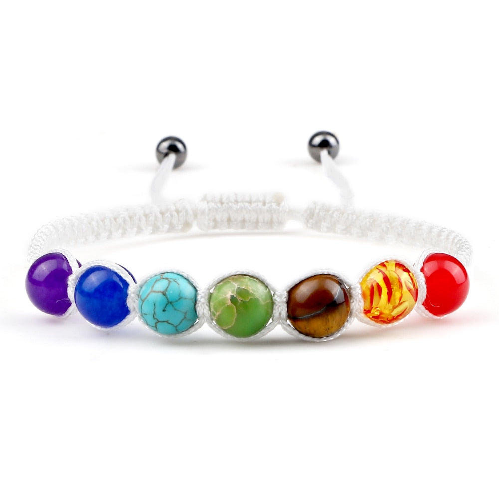 Yoga 7 Chakra Natural Stone Beads Bracelets Women Men Paryer Balance