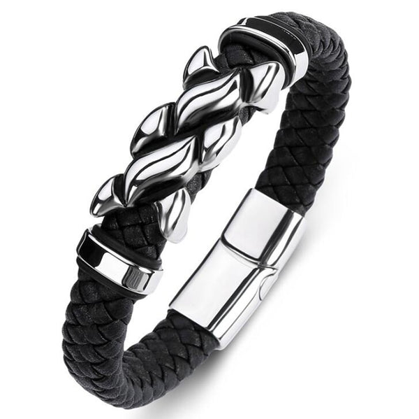 Classic Black Leather Wrap Bracelet for Men