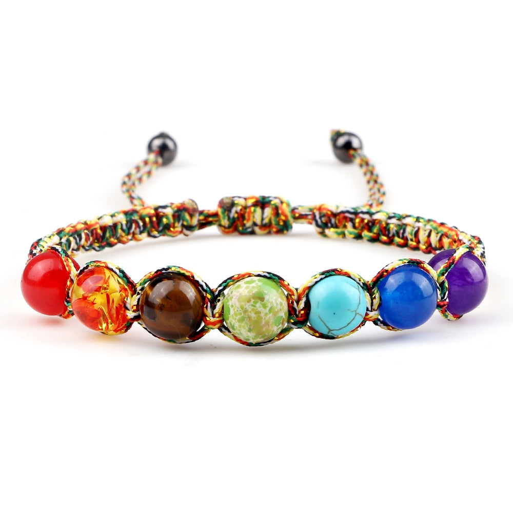 Yoga 7 Chakra Natural Stone Beads Bracelets Women Men Paryer Balance