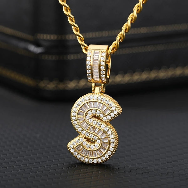 Trend Cubic Zirconia Letters A-Z Pendant Necklaces