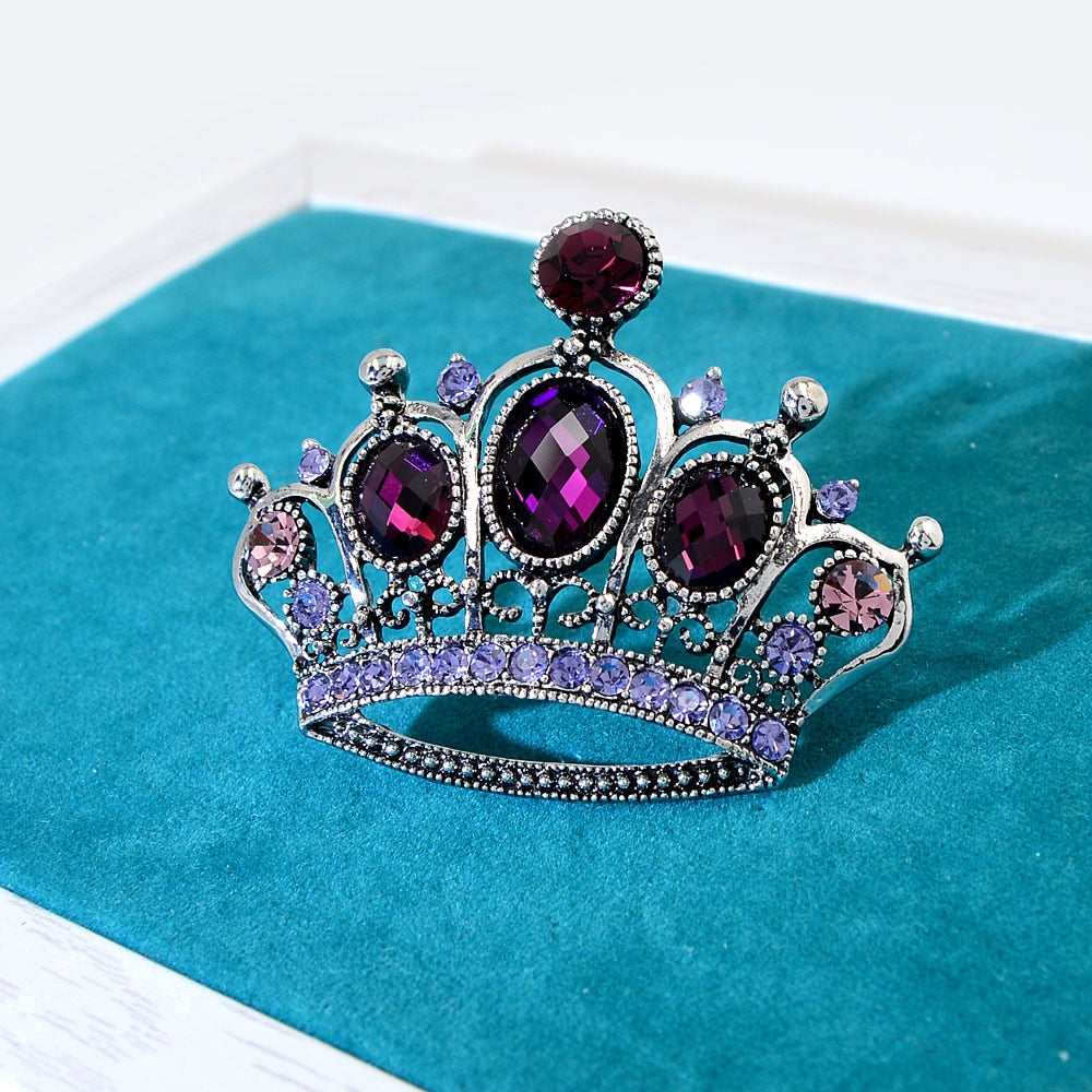 Crystal Crown Brooches For Women