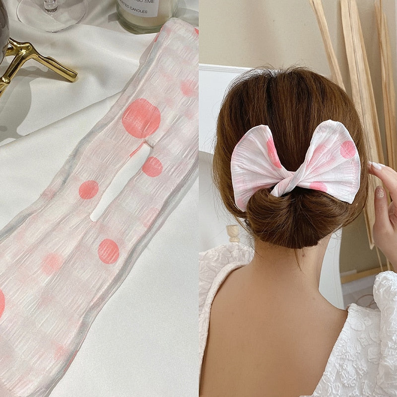 Fashion female magic twisting lazy long hair curly hair artifact printing bow headband