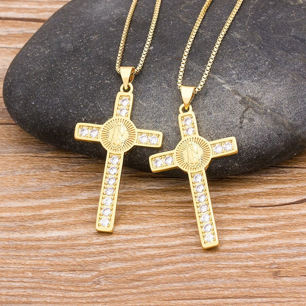 New Arrival Dropshipping 10 Styles Rhinestone Jesus Cross Pendant For Men Women