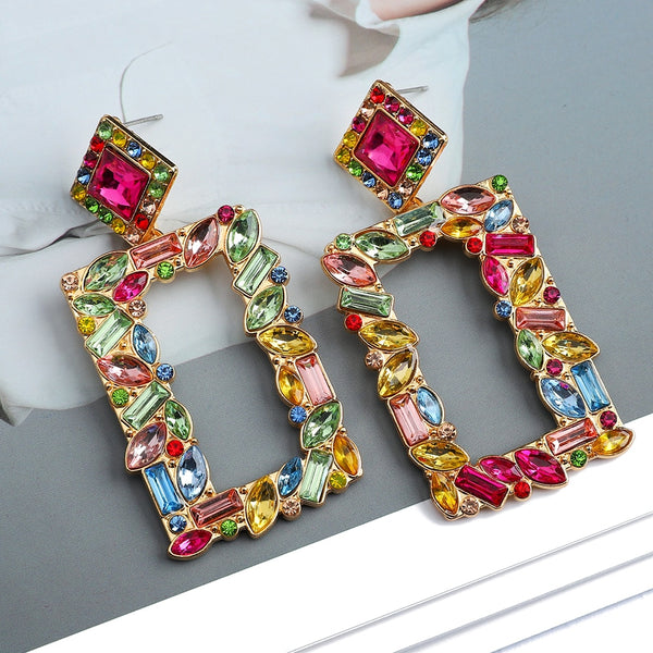 Fashion Boho Multicolor Square Drop Dangle Earrings For Women