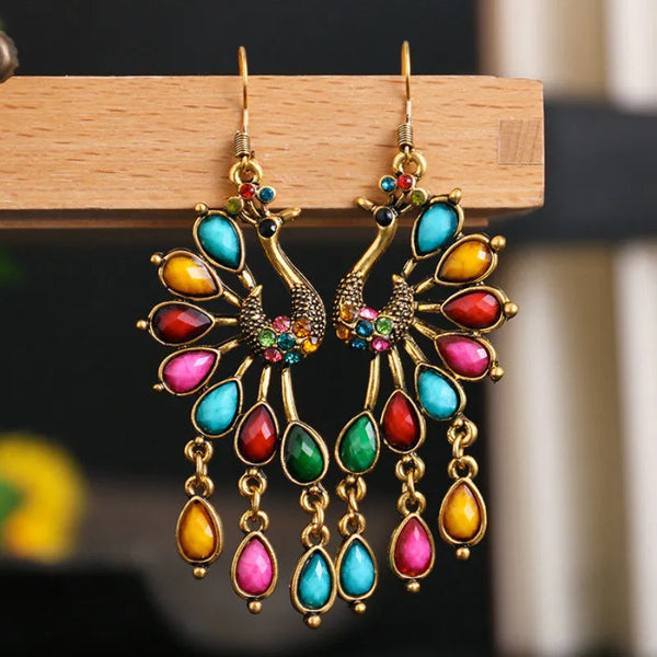 Vintage Bohemian Peacock Earrings For Women