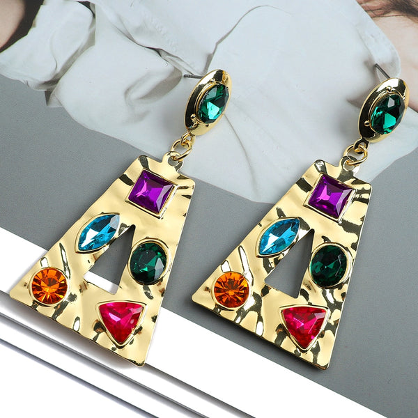 Fashion Geometric Glossy Metal Dangle Earrings