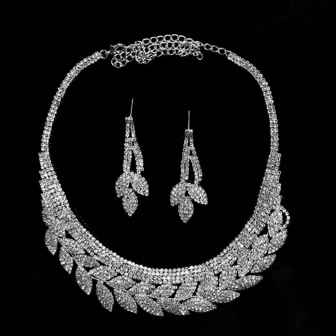 luxury exaggerated jewelry set Rhinestone Crystal Bridal Jewelry Set women