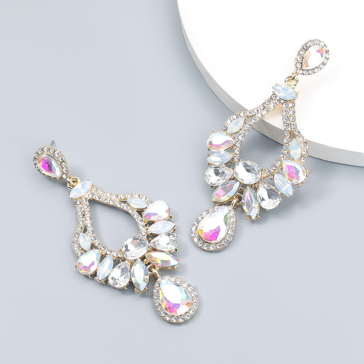 Fashion Metal Rhinestone Geometric Earrings Women