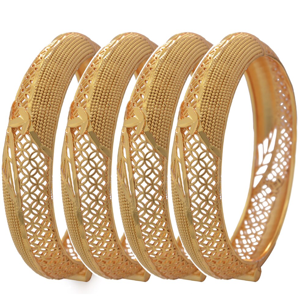 4Pcs Banlges For women 24K Gold Color Bracelets