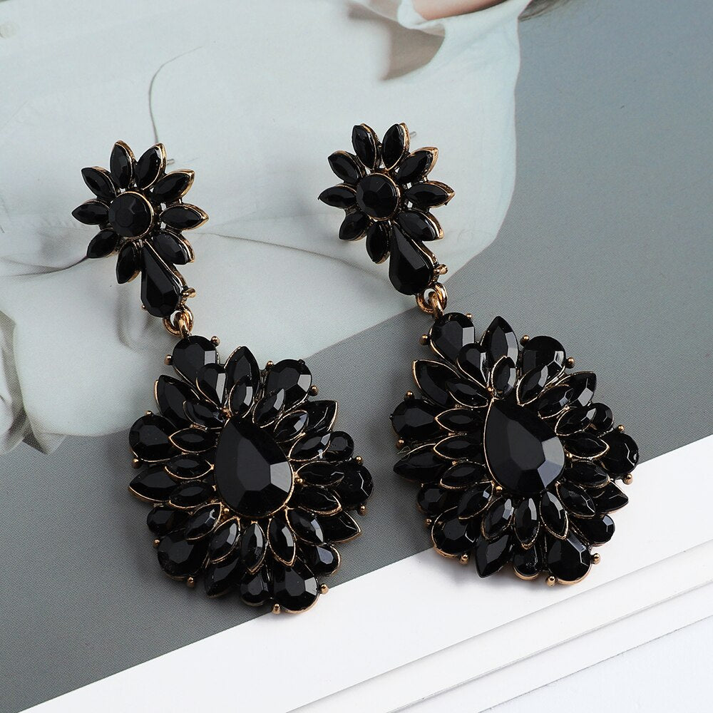 Charm Sweet Ethnic Style Flower Long Dangle Earrings