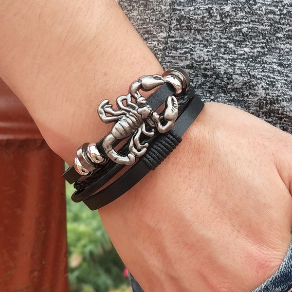 Trendy Leather Bracelets for Women Men Black Multilayer Braided Rope Bracelets