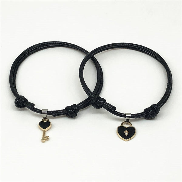 New Arrival Couple Alloy Key Heart Lock Charm Bracelet