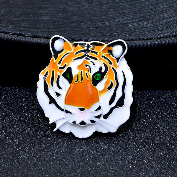 Vivid Tiger Head Brooches For Men Cute Animal Leopard Enamel Pins Brooch