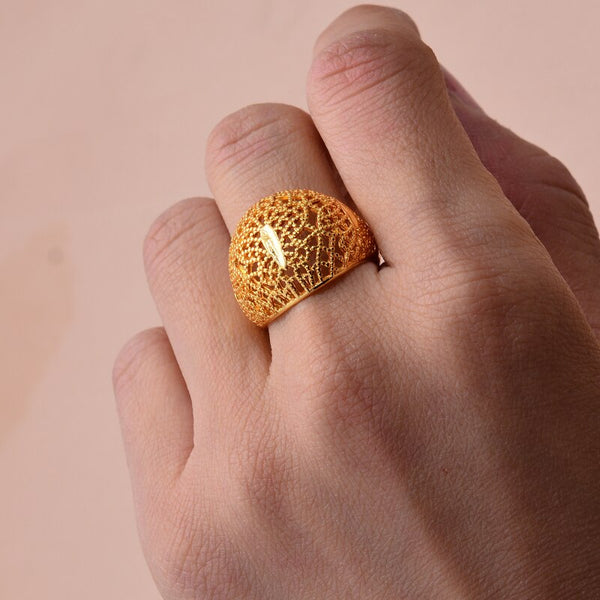 Dubai Gold Color Ring for Women Islam Wedding Jewelry African Ring