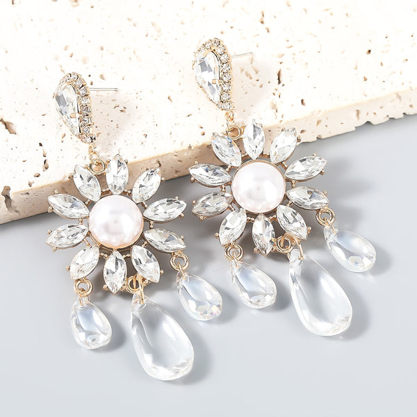 Pauli Manfi Fashion Metal Rhinestone Imitation Pearl Earrings Women