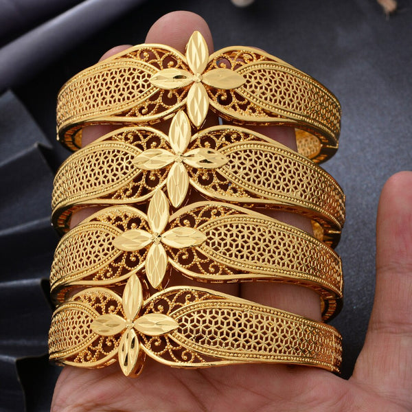 24K 4pcs/Lot  Dubai Gold Bangles African Middle East Bangles Bracelets