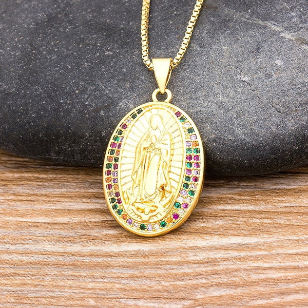 High Quality Copper Zircon Virgin Mary Pendant Charms For Women