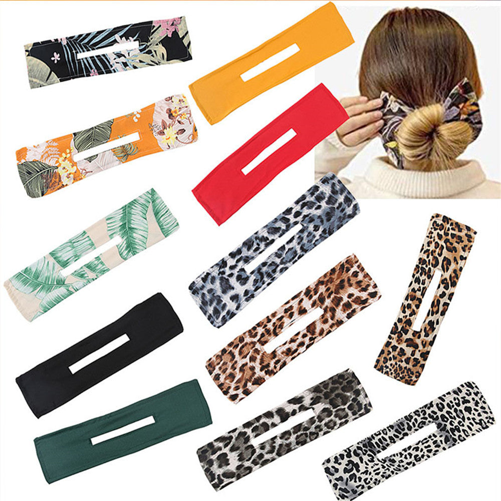 1PC Multicolor Deft Bun Print Headband Hairpin