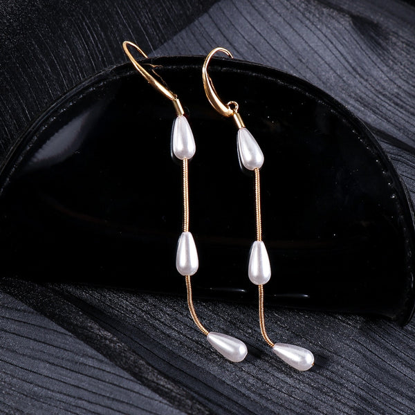 New Pearl Tassel Teardrop Dangle Drop Earrings Long Waterdrop White Earring For Women