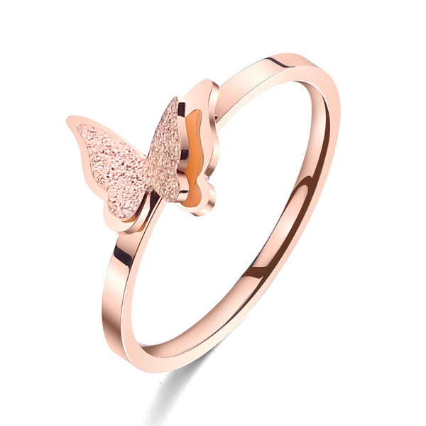 Trendy Scrub 3D Butterfly Wedding Rings