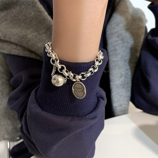 Silver Color Goodluck  Ball Bracelet  Female Retro Punk Jewelry