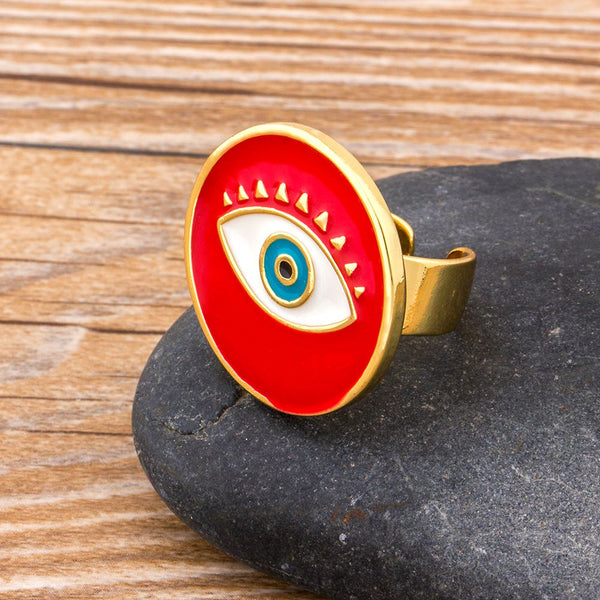 New Fashion Adjustable Red/Black/White 3 Colors Choice Evil Eye Ring for Women