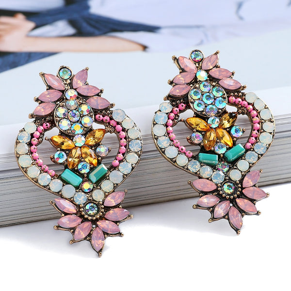 Vintage Fashion Geometry Flower Stud Earrings