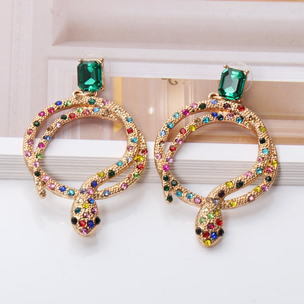 New Colorful Luxury Rhinestone Double Hoop Earrings