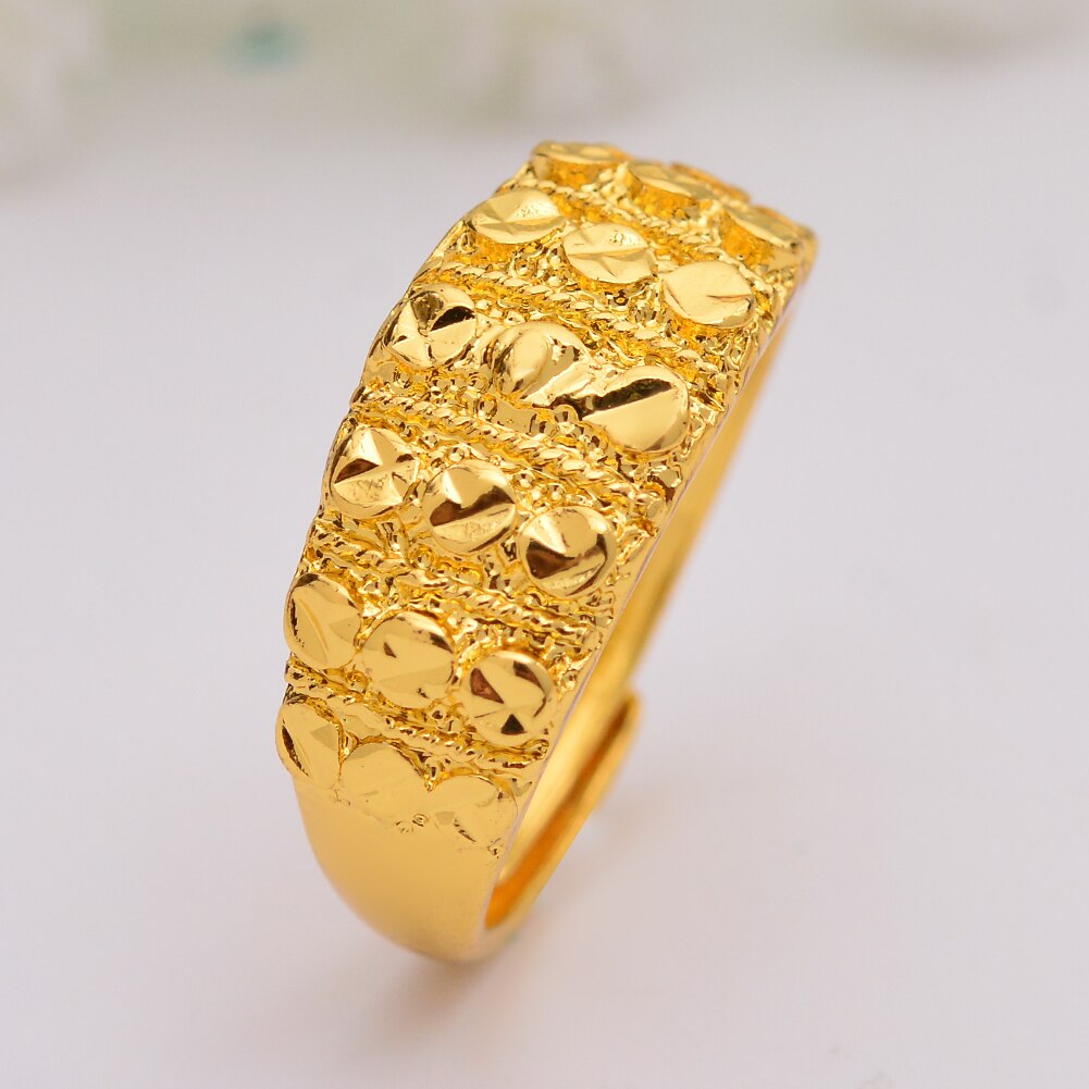 Resizable Gold Ring for Women Girls Dubai Gold Color African Rings