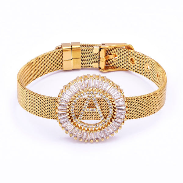 Fashion Zircon 26 A-Z Letters Watch Belt Bracelet