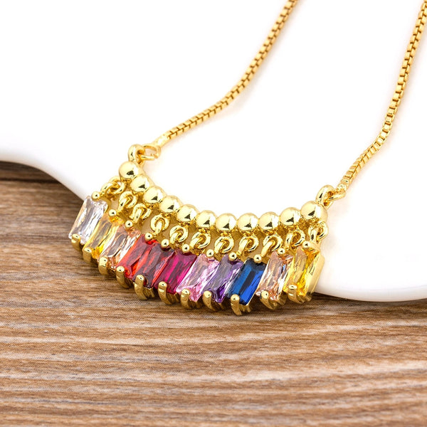 Hot Sale CZ Rainbow Necklace Stone for Woman