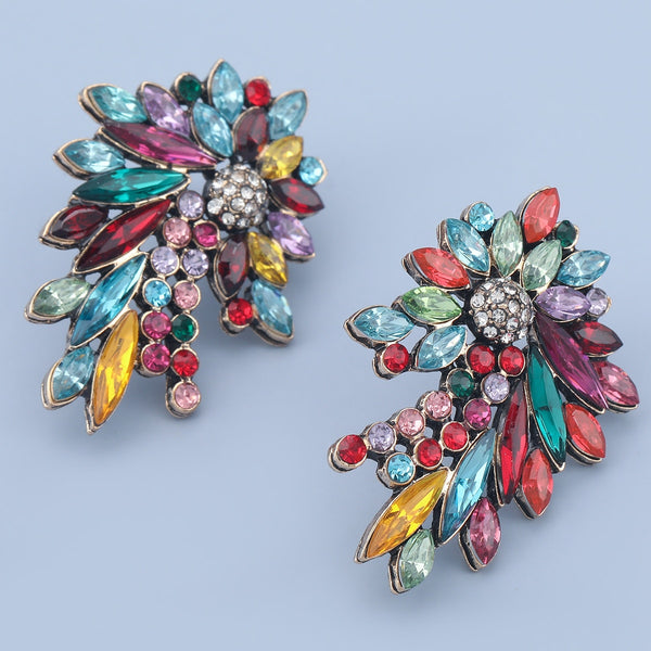 Fashion Simple Rhinestone Flower Earrings Women