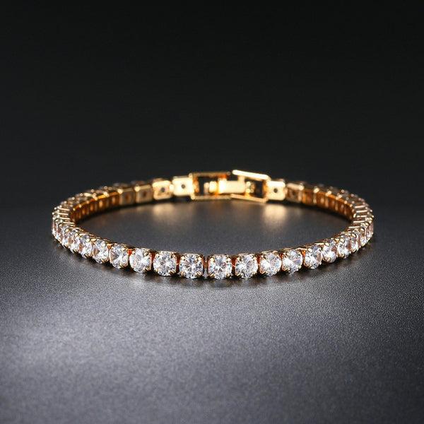 Bracelets For Women Simple Luxury Round Zircon Light Gold Color Bangle Chain