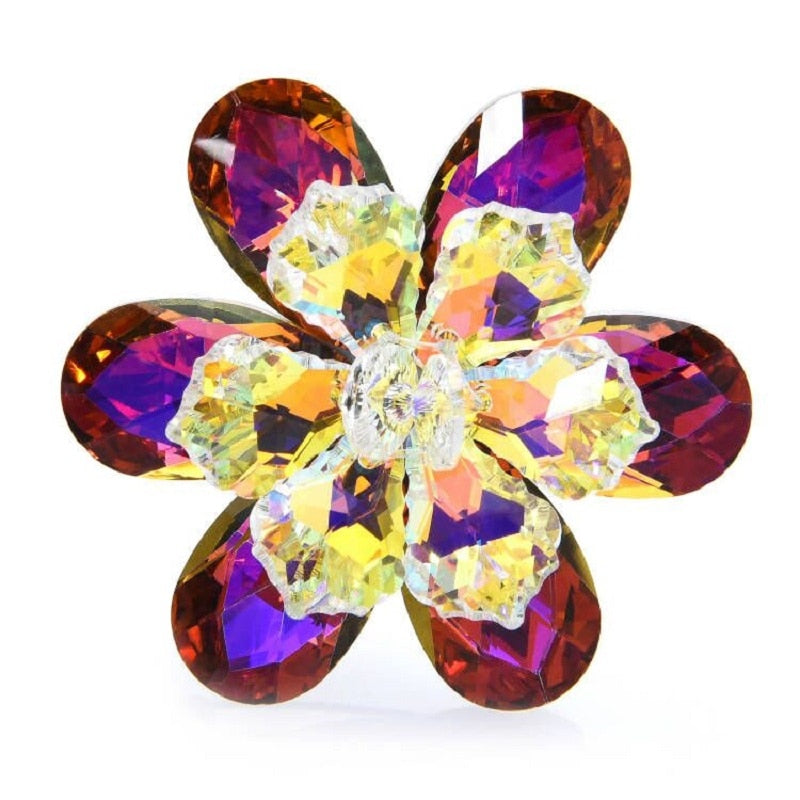 hining Glass Flower Brooches For Women